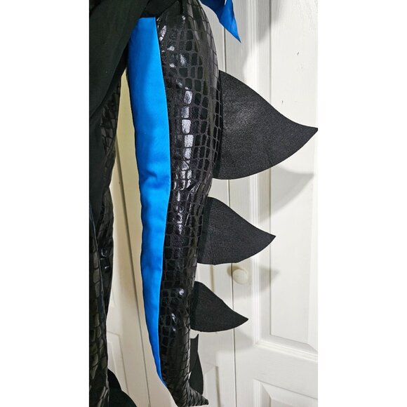 Deadly Dragon Kids Costume Black Blue scales Mask Tail Wings Halloween Boys XL - Picture 4 of 6